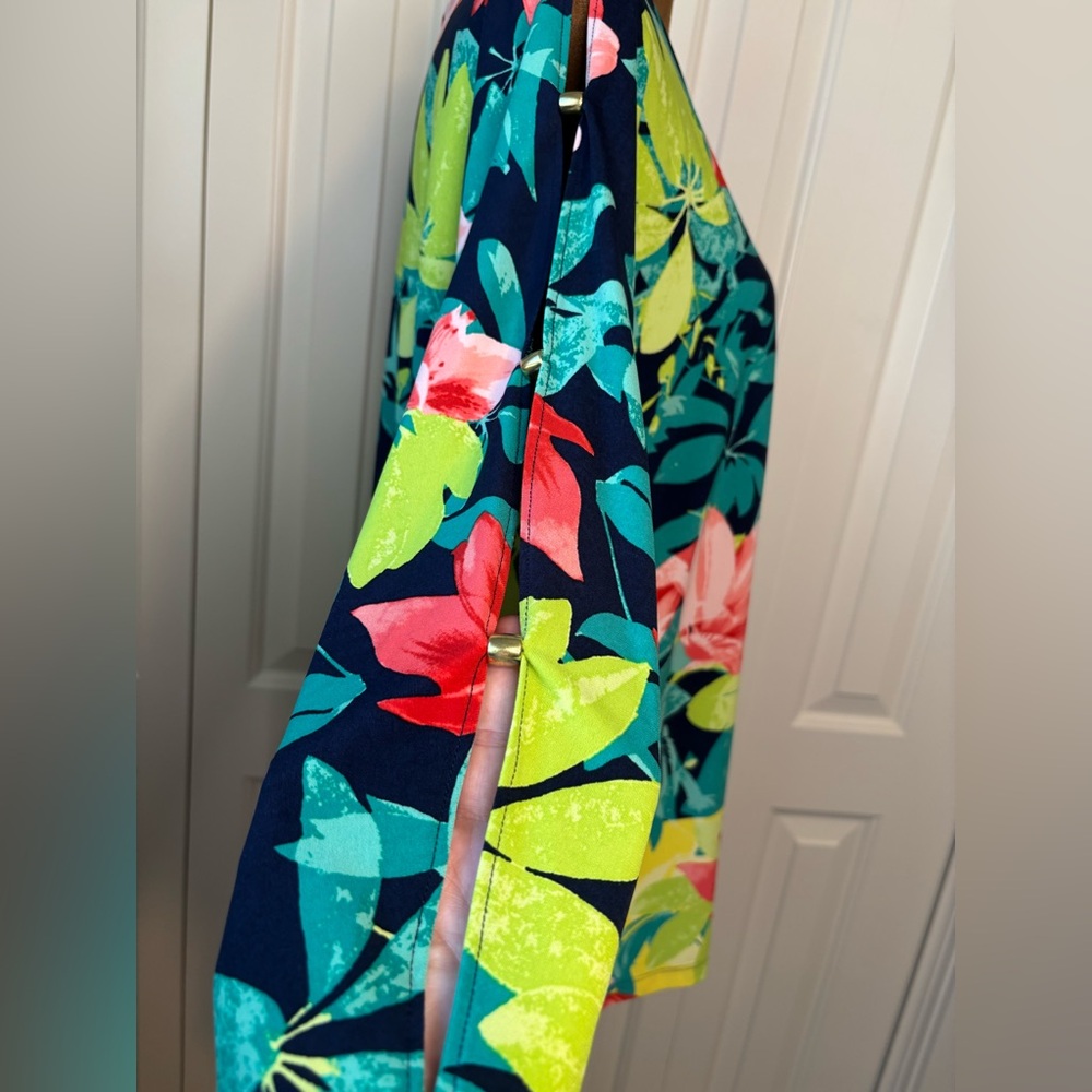 Ruby Rd. Floral Open Sleeve Colorful Top NWT - Picture 3 of 10
